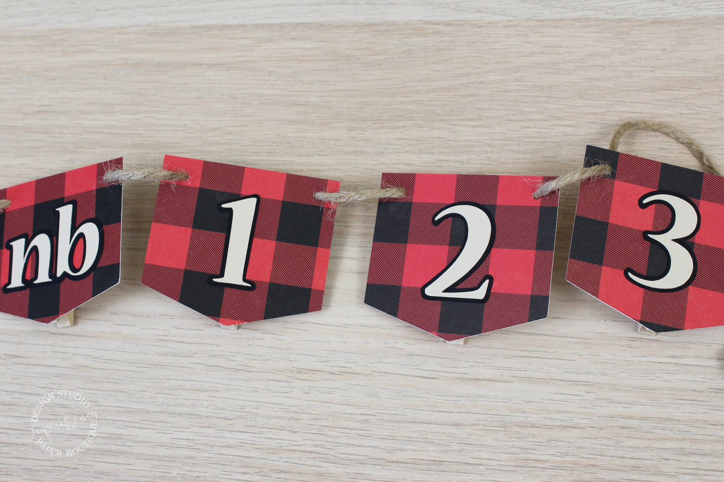 Buffalo Plaid First Birthday Photo Garland: Lumberjack Milestone Banner