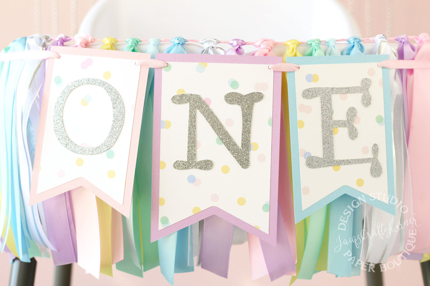 Pastel Rainbow High Chair Banner: Unicorn Ice Cream Party Decor