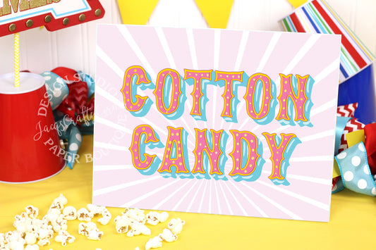 Printable Cotton Candy Sign: Carnival Birthday Party Decor (PDF)