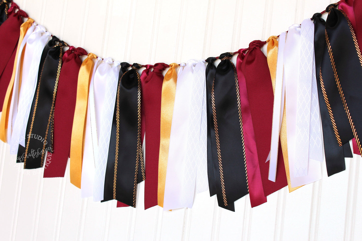 Burgundy, Black & Gold Ribbon Garland: Party Decoration