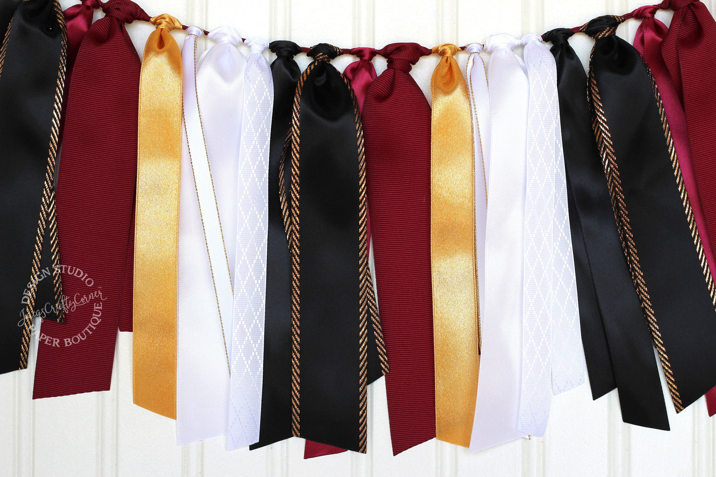 Burgundy, Black & Gold Ribbon Garland: Party Decoration