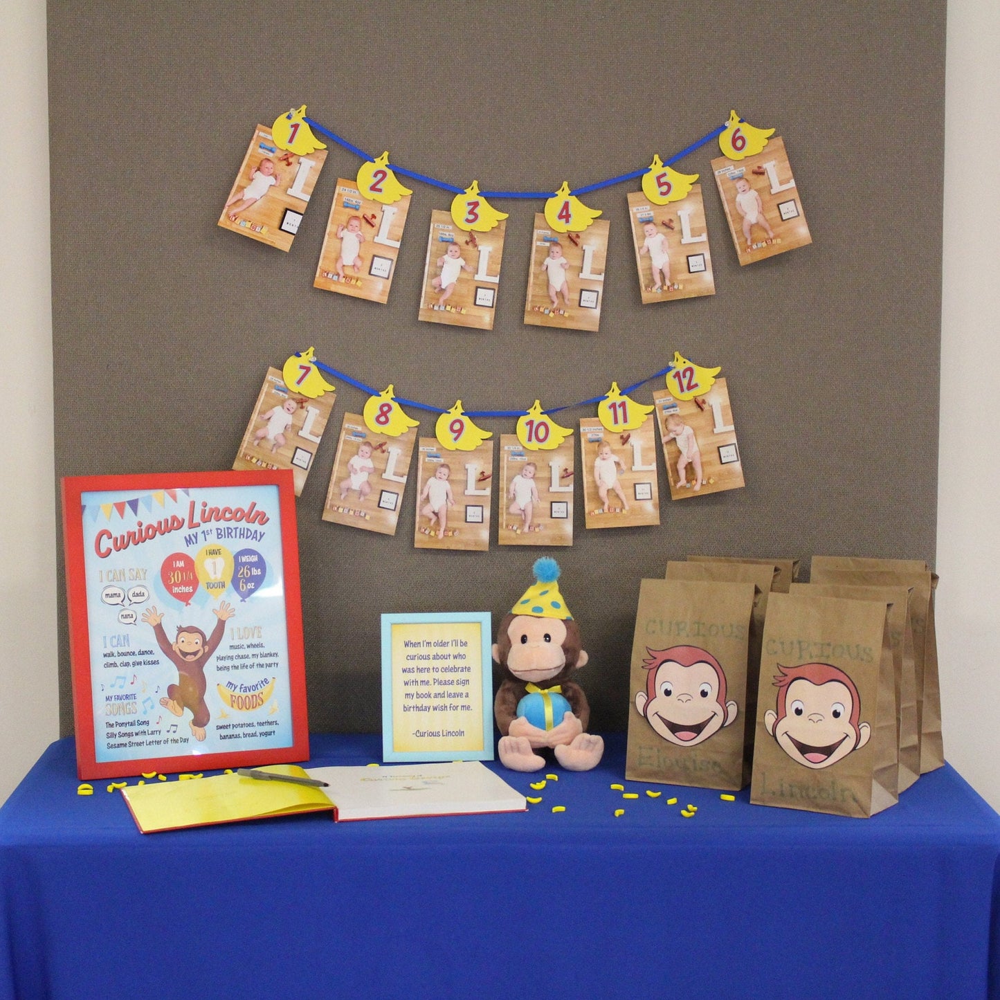 3-in-1 Curious George Birthday Milestone Posters