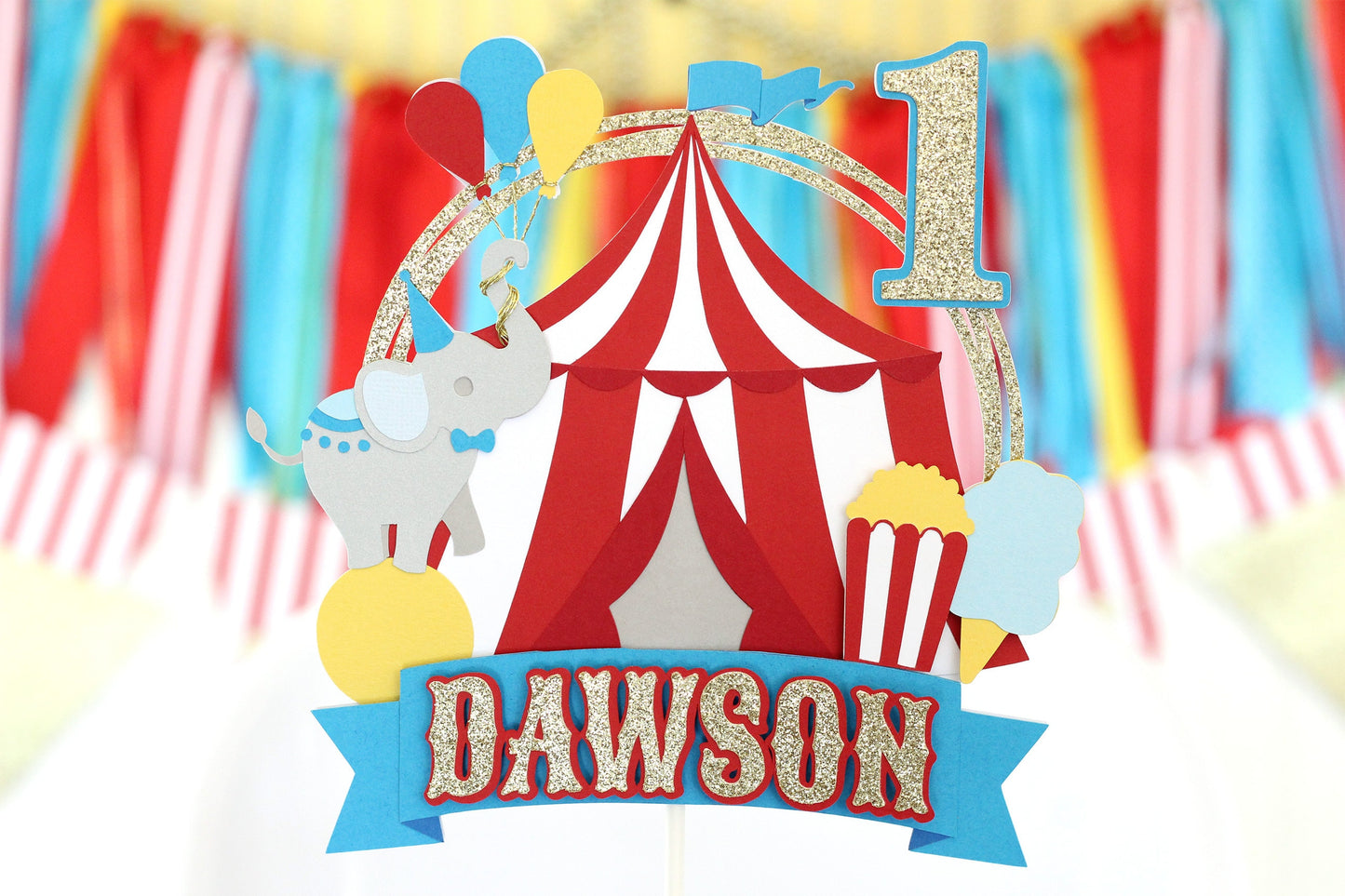 Personalized Carnival Cake Topper: Circus First Birthday Decor