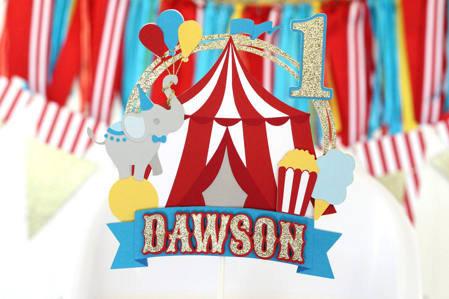 Personalized Carnival Cake Topper: Circus First Birthday Decor
