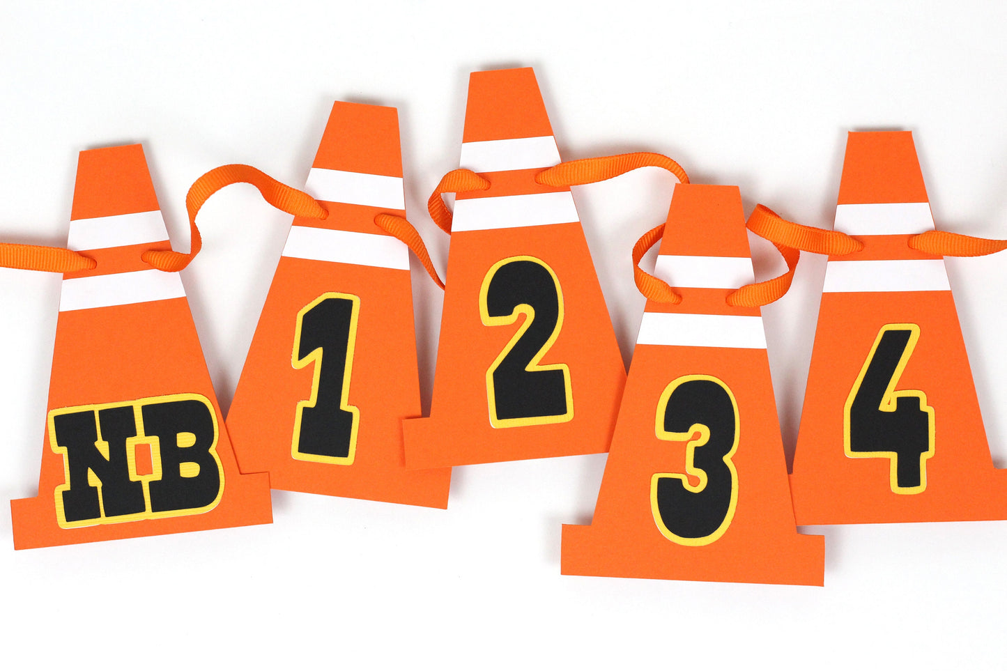 Construction Zone Photo Banner | Caution First Birthday Monthly Milestone | Traffic Cones Black, Orange, Yellow
