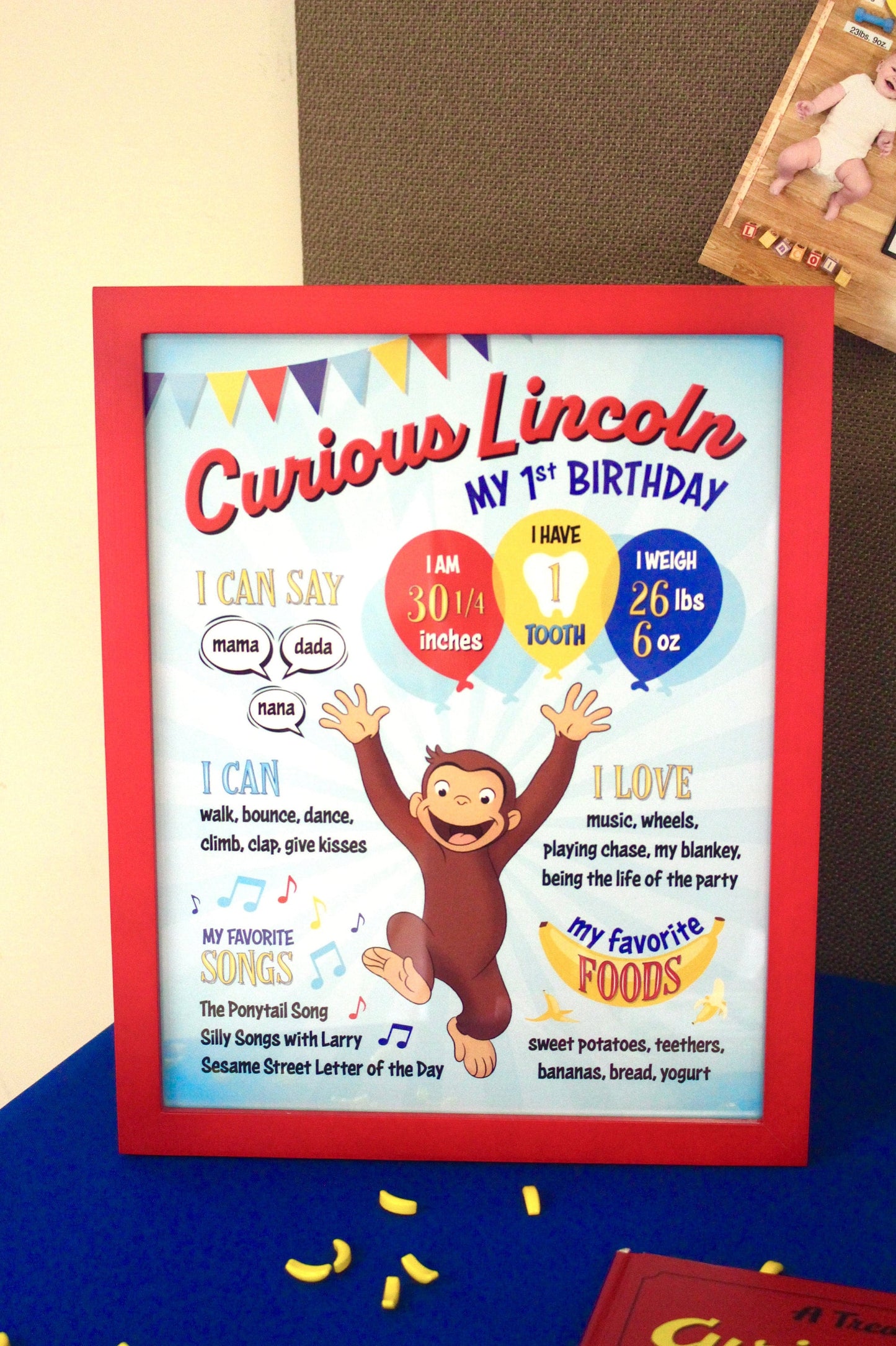 3-in-1 Curious George Birthday Milestone Posters