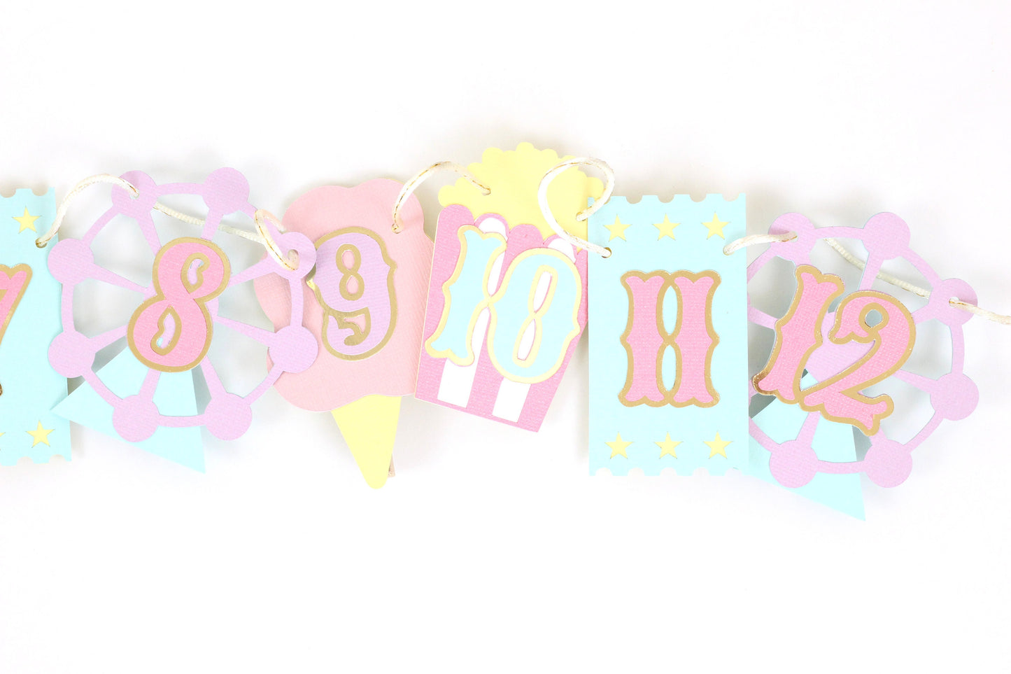 Carnival Circus Photo Banner: First Birthday Milestone, Pastel & Gold