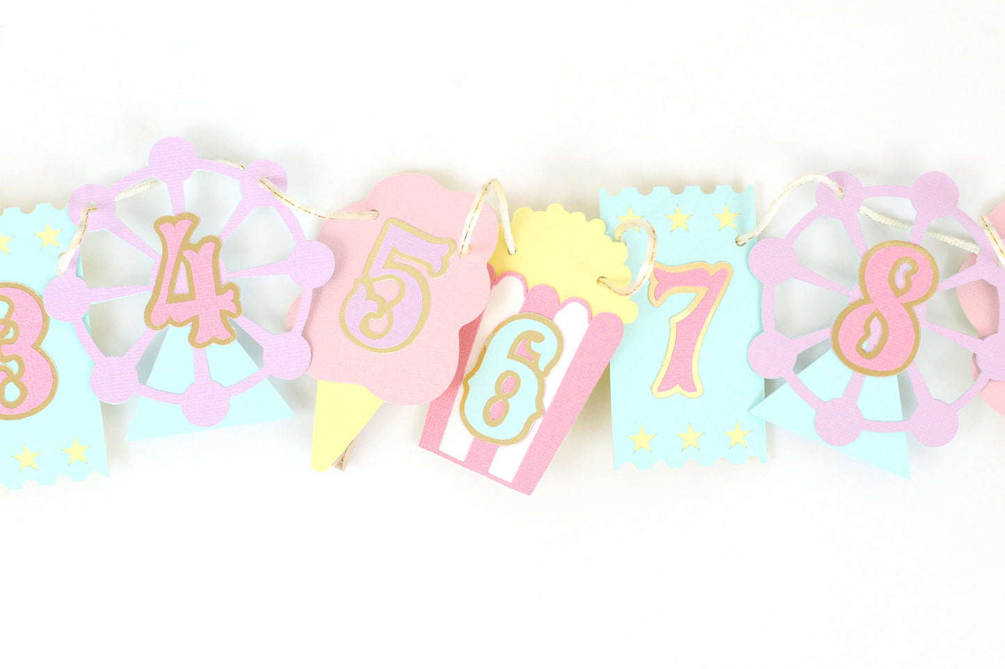 Carnival Circus Photo Banner: First Birthday Milestone, Pastel & Gold