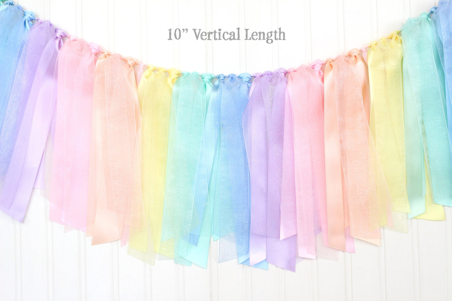 Pastel Rainbow Ribbon Garland: Unicorn Birthday, Baby Shower Decor