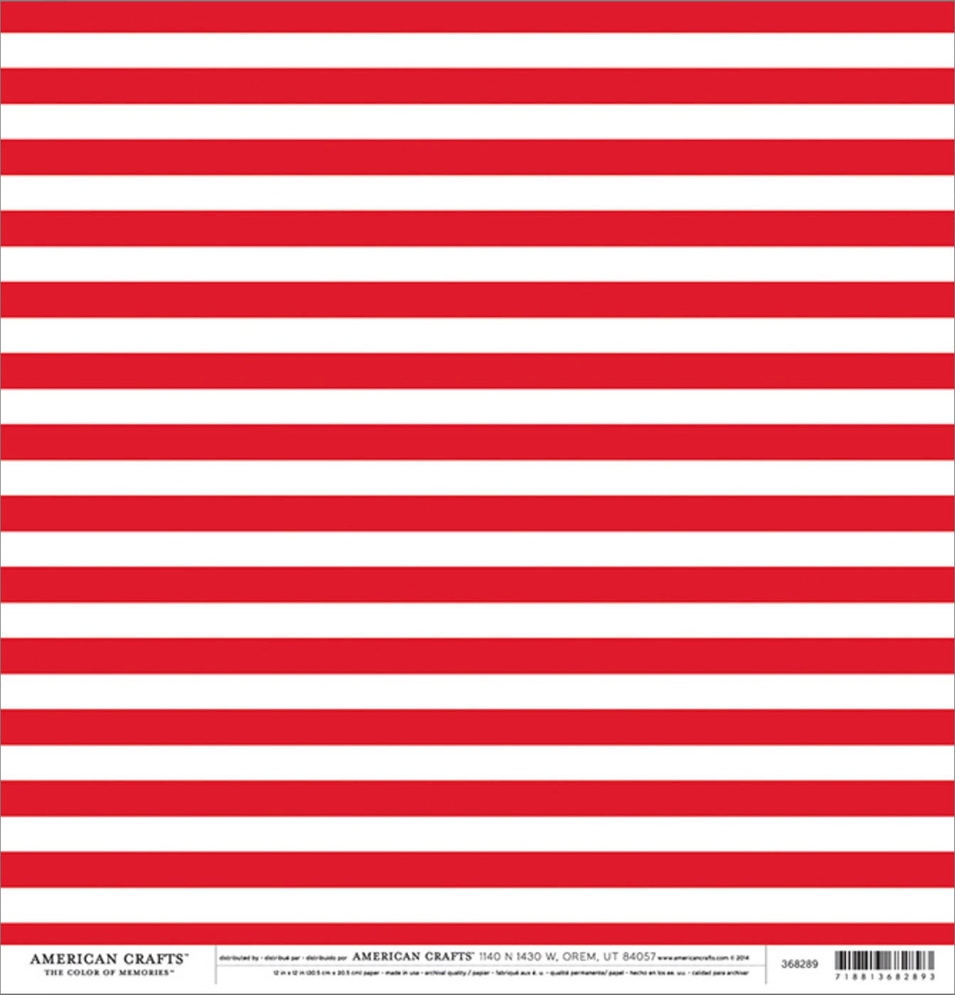12 Sheets AC Cardstock Double Sided Patterned Paper Red Stripe 368289