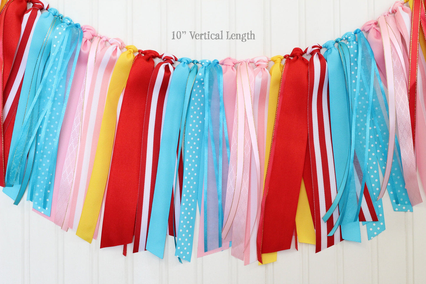 Pink Carnival Circus Ribbon Garland | Pink Red Turquoise Yellow High Chair Decoration