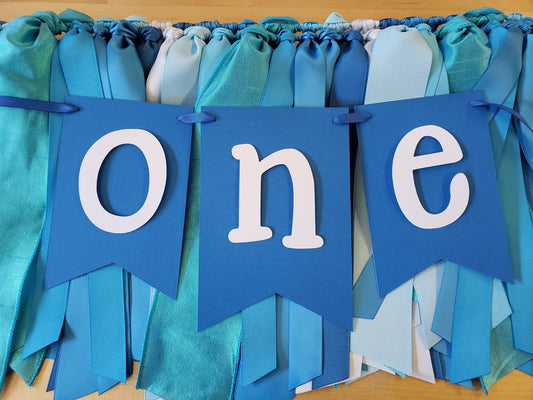 Blue Ribbon High Chair Banner: Ocean Birthday Decor