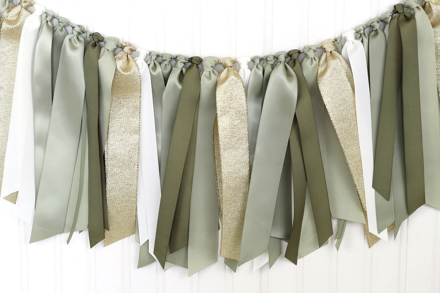 Sage Green Ribbon Garland: Woodland Baby Shower Decor