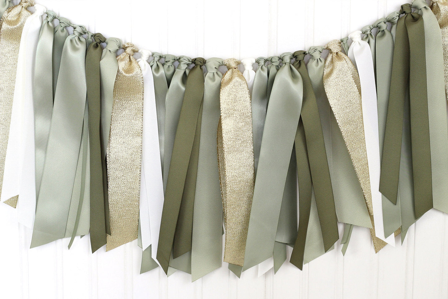 Sage Green Ribbon Garland: Gender Neutral Baby Shower Decor