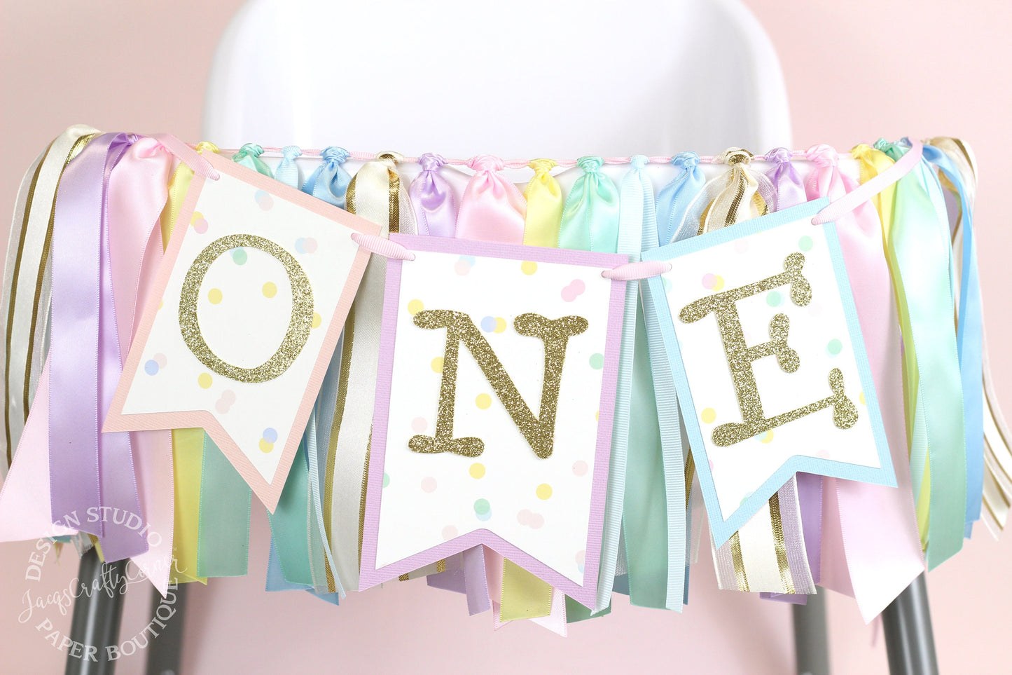 Pastel Rainbow High Chair Banner: Unicorn Ice Cream Party Decor