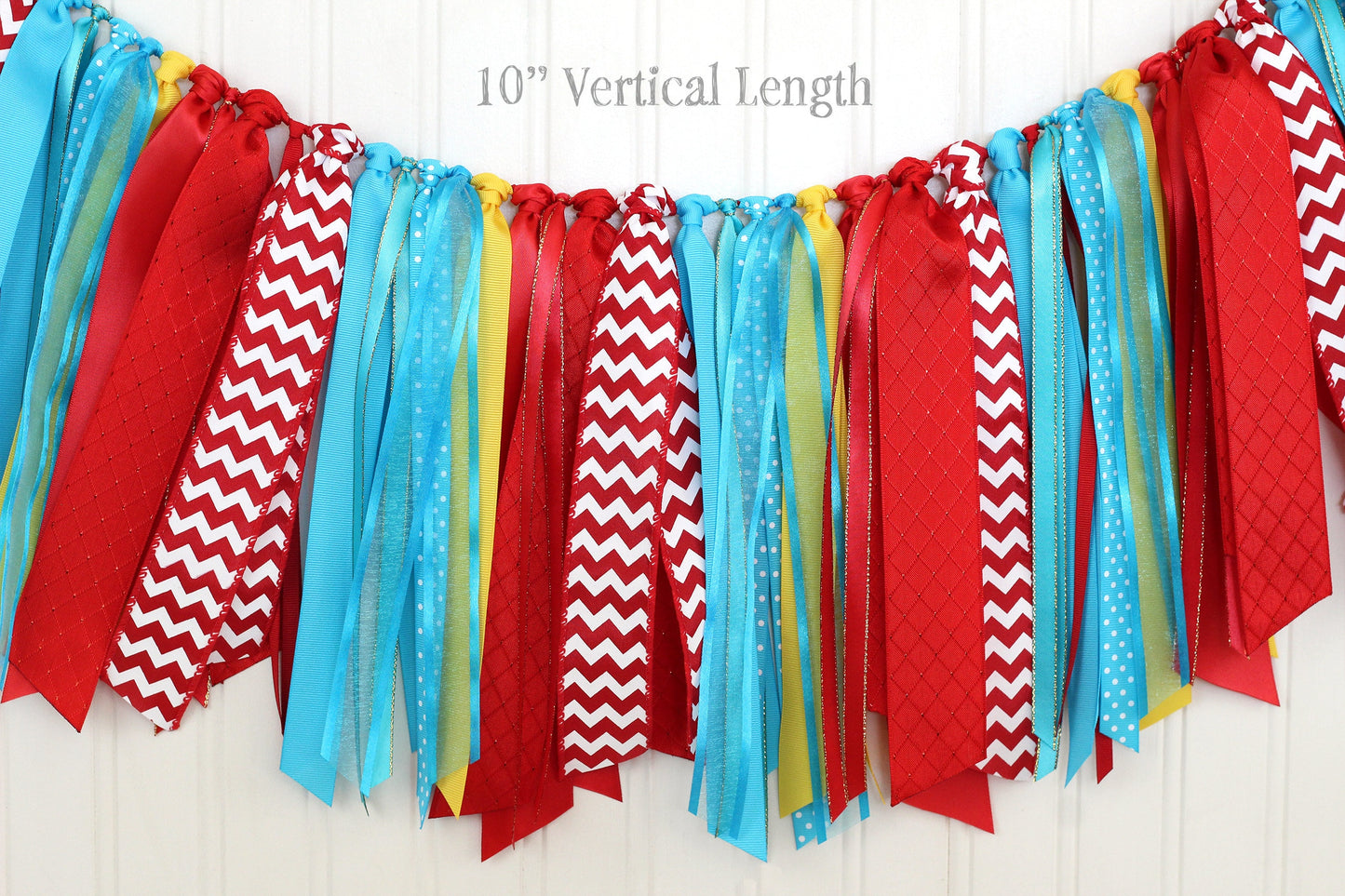 Carnival Circus High Chair Banner: Red, Turquoise & Gold Ribbon Garland