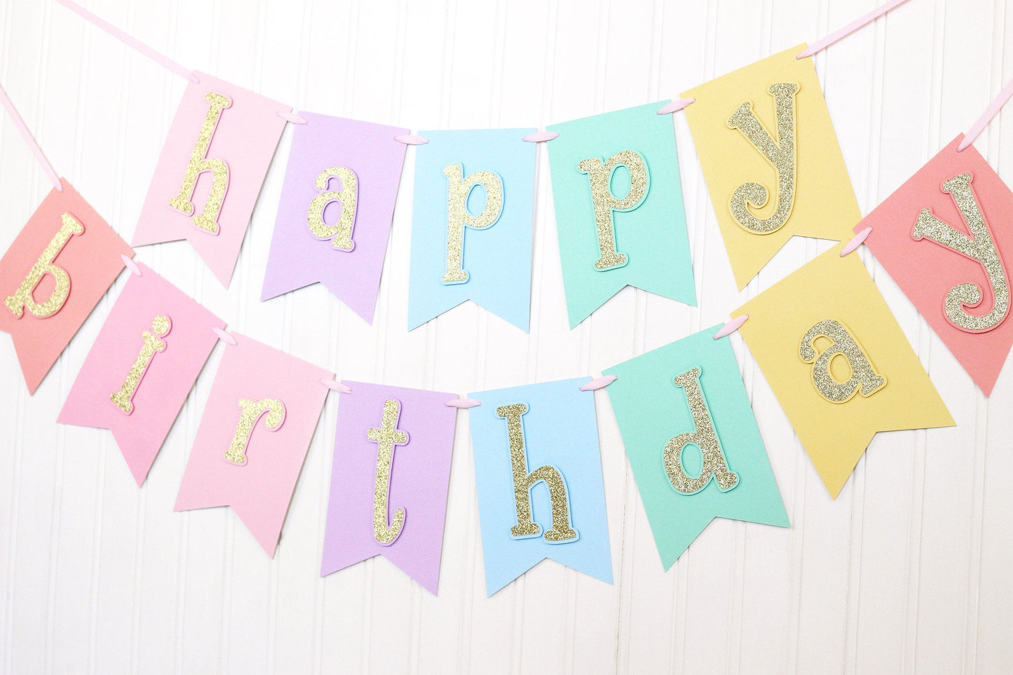 Pastel Rainbow Birthday Banner: Unicorn Ice Cream Theme