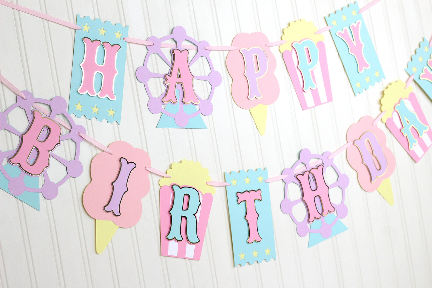 Carnival Birthday Banner: Pink, Purple, Gold Circus Theme