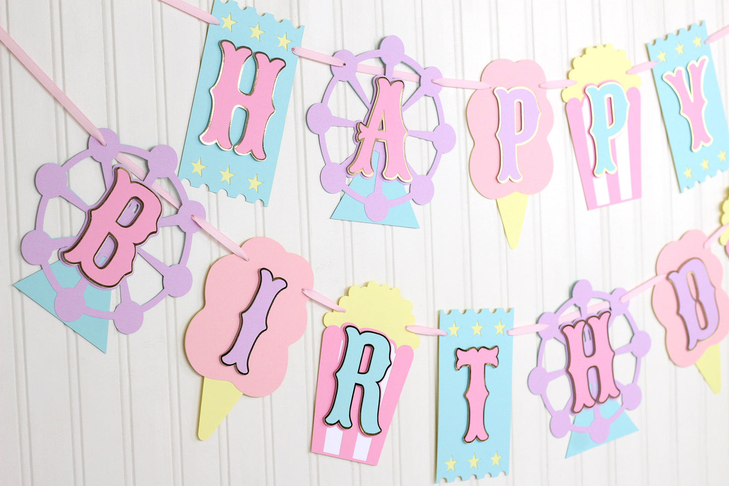 Carnival Birthday Banner: Pink, Purple, Gold Circus Theme