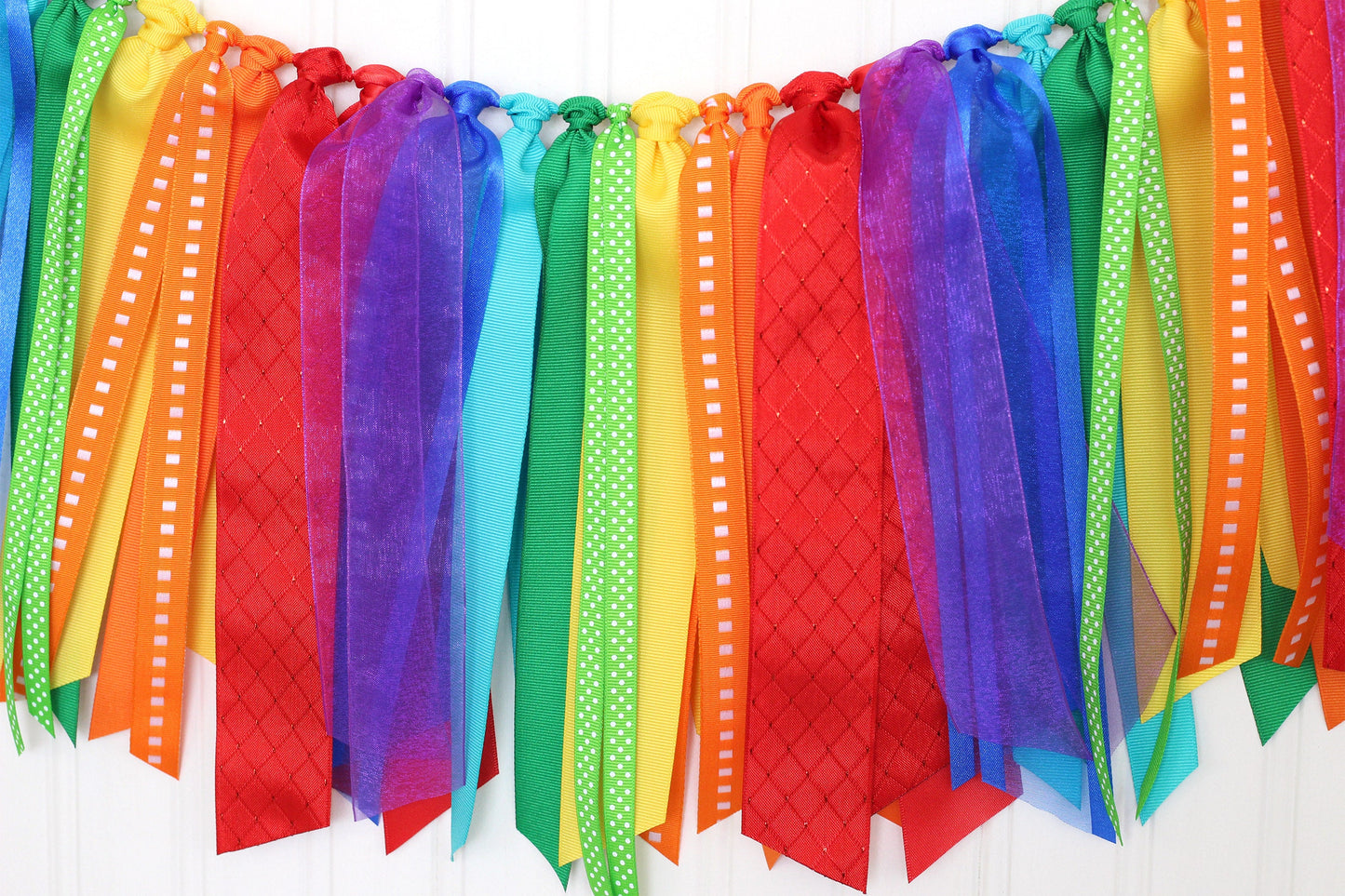 Rainbow Ribbon Garland | Art Party Decoration | High Chair Garland