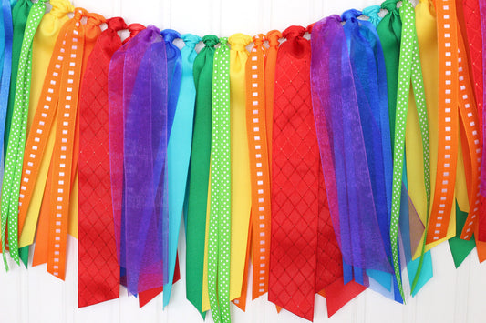 Rainbow Ribbon Garland | Art Party Decoration | High Chair Garland
