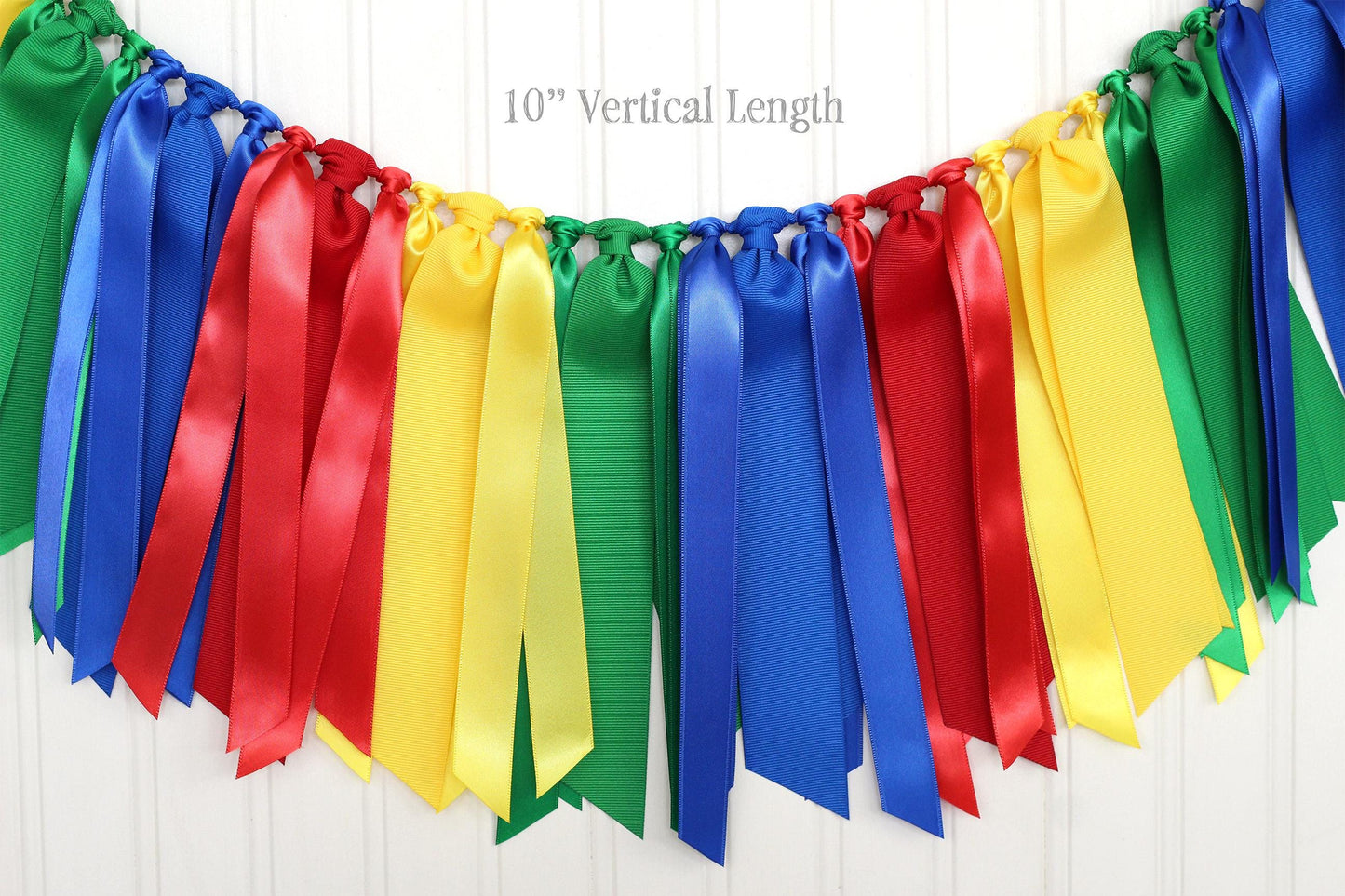 Super Mario Inspired High Chair Banner: Red, Yellow, Green, Blue Ribbon Garland