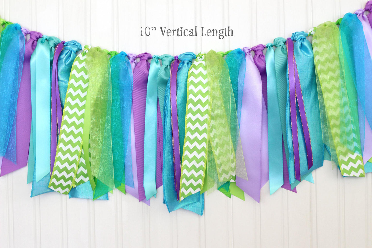 Turquoise, Purple and Lime Green Ribbon Garland | Monsters Inc Inspired First Birthday Decoration