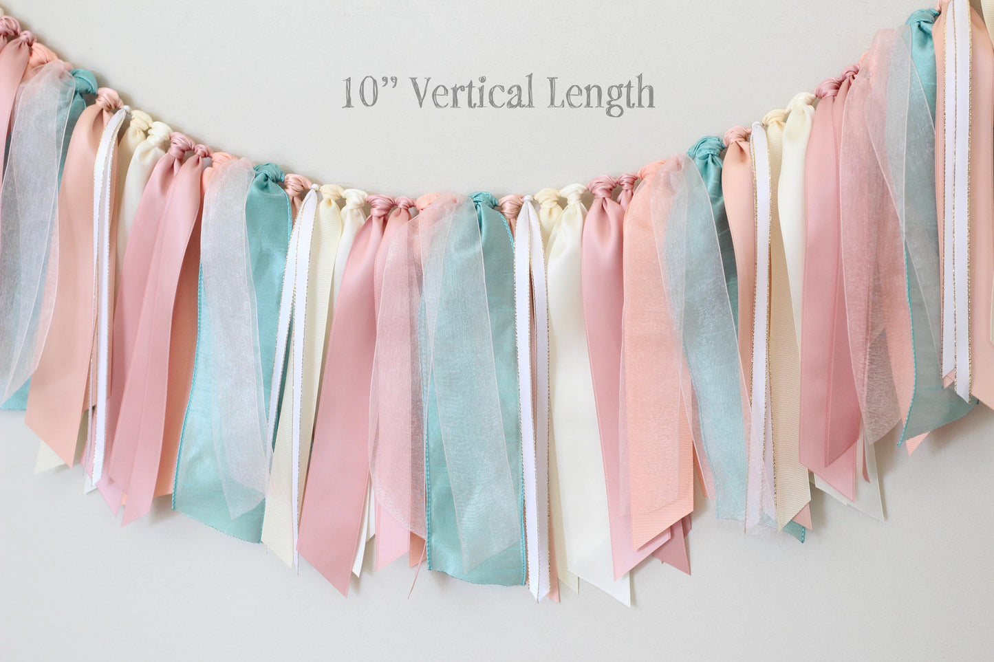 Under the Sea Ribbon Garland | Blush, Coral, Peach, Teal, Ivory, Cream Baby Shower