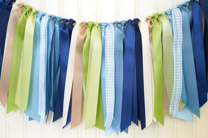 Navy, Light Blue, Limelight Ribbon Garland | Boy Baby Shower