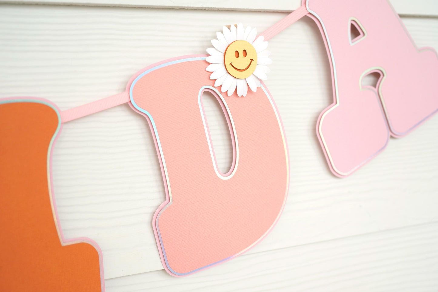 Groovy Birthday Banner | 70s Theme Party Decorations | Pink, Peach, Orange, and Rosewood