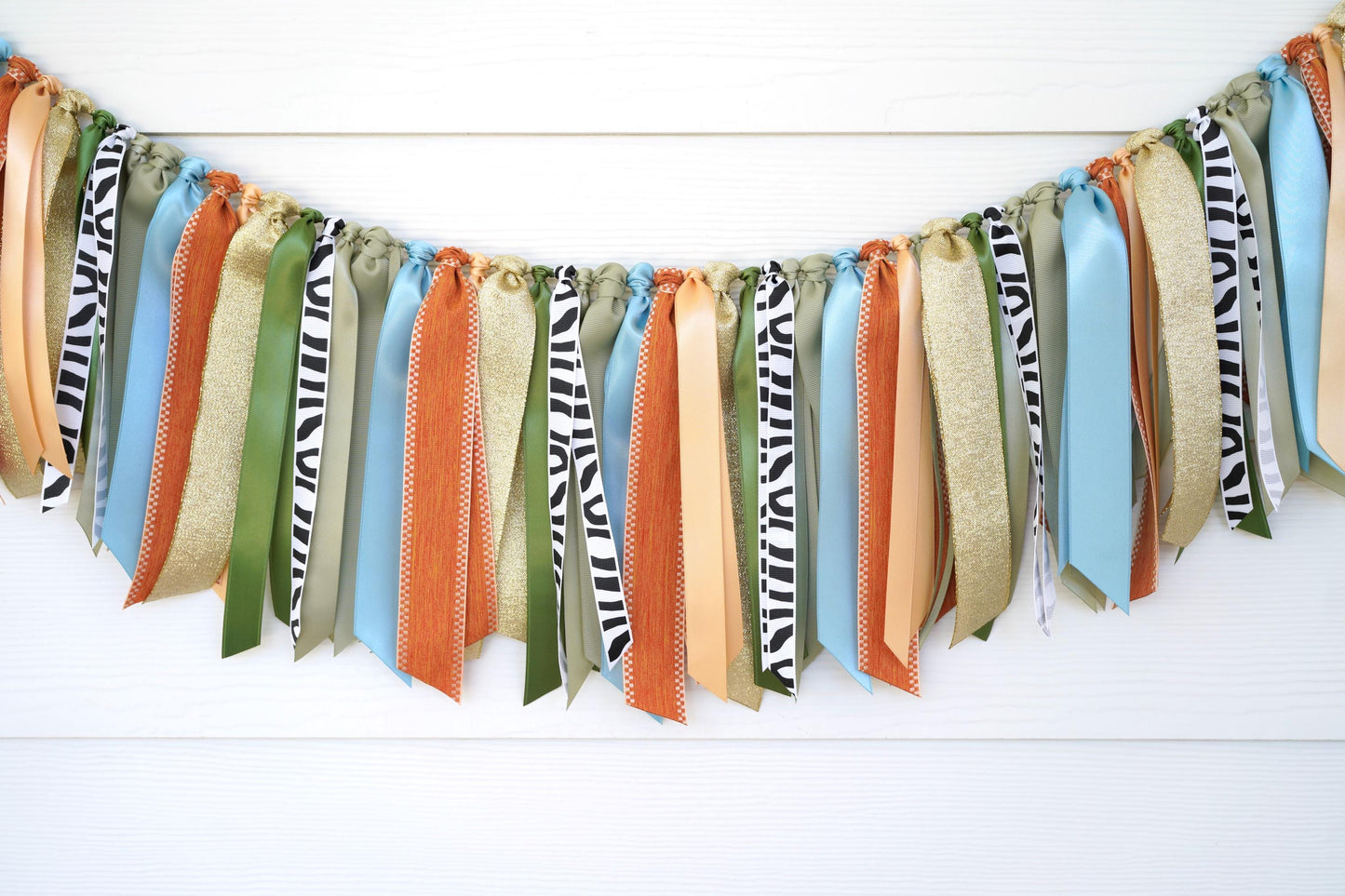 Jungle Safari Ribbon Garland | Wild One | Zoo Animals Baby Shower Decoration