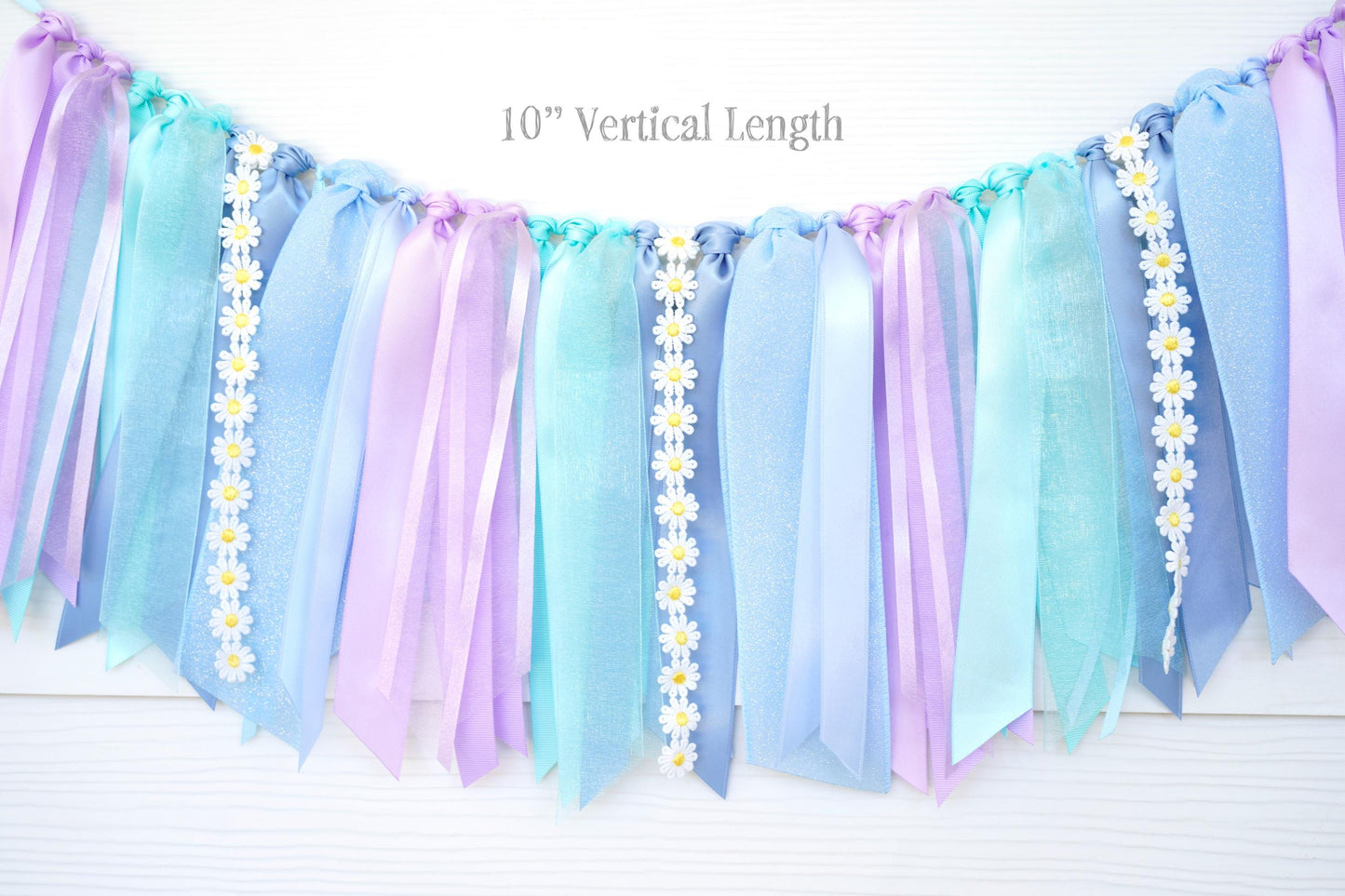 Groovy High Chair Banner: Blue, Aqua, Purple Ribbon Garland