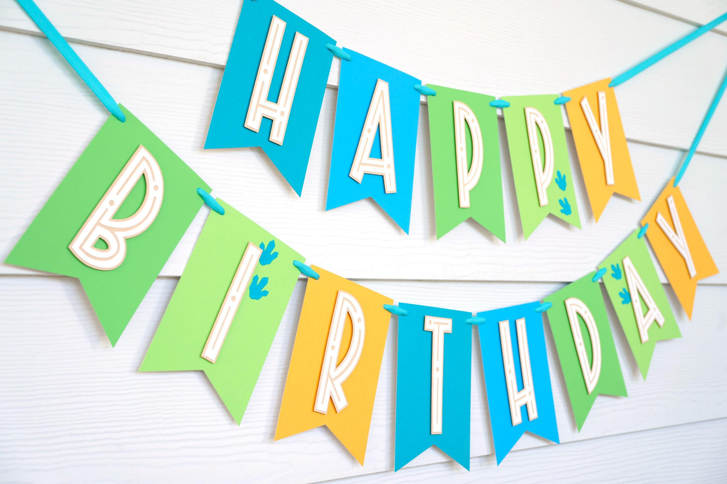 Teal & Gold 1st Birthday Banner: Little Dino Party Decor