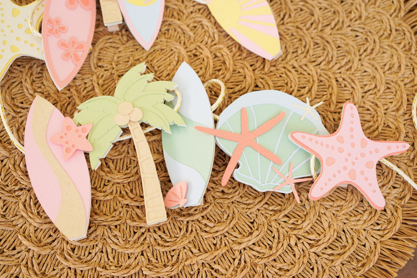 Beach Birthday Banner Bundle: Girly Sweet 16, Shells & Surfboard