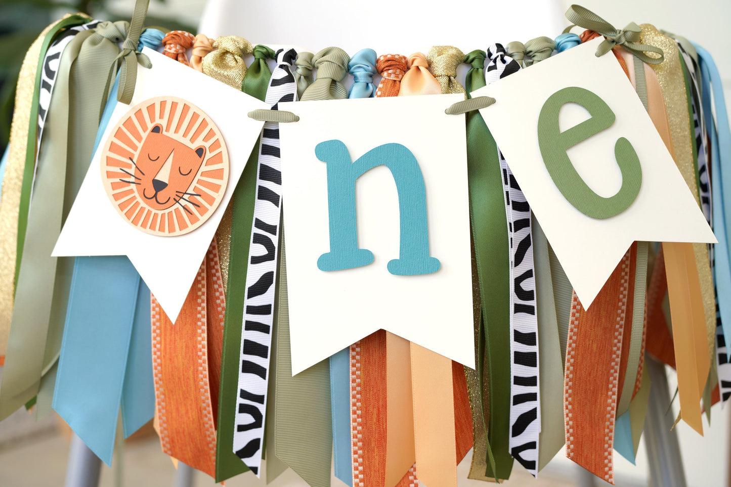 Safari First Birthday High Chair Banner: Lion ONE Jungle Party Decor