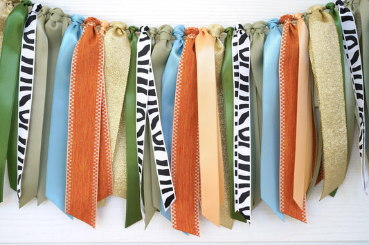 Jungle Safari Ribbon Garland | Wild One | Zoo Animals Baby Shower Decoration