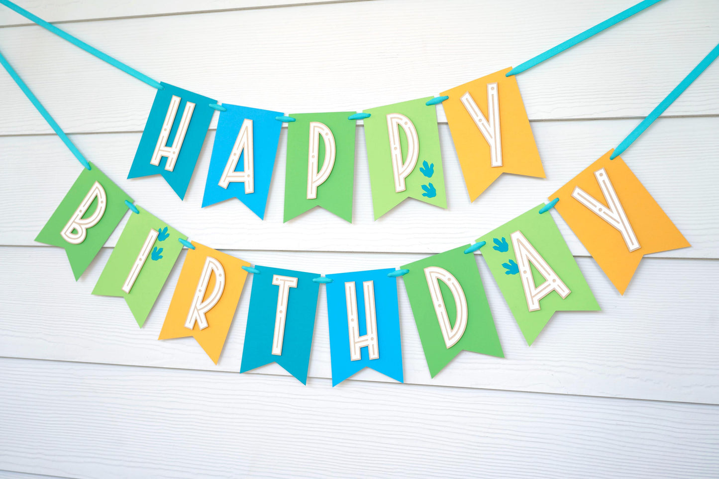 Teal & Gold 1st Birthday Banner: Little Dino Party Decor