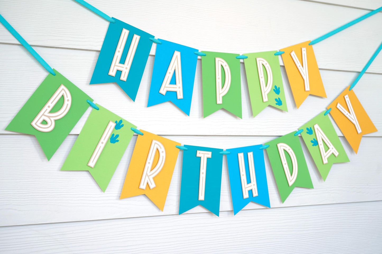 Teal & Gold 1st Birthday Banner: Little Dino Party Decor