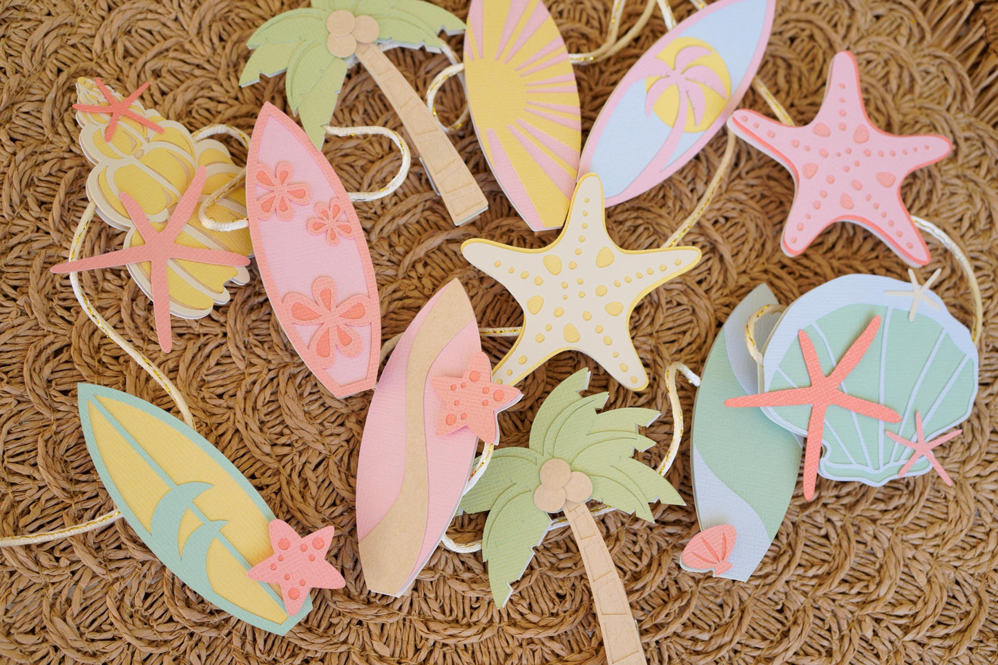 Beach Birthday Banner Bundle: Girly Sweet 16, Shells & Surfboard