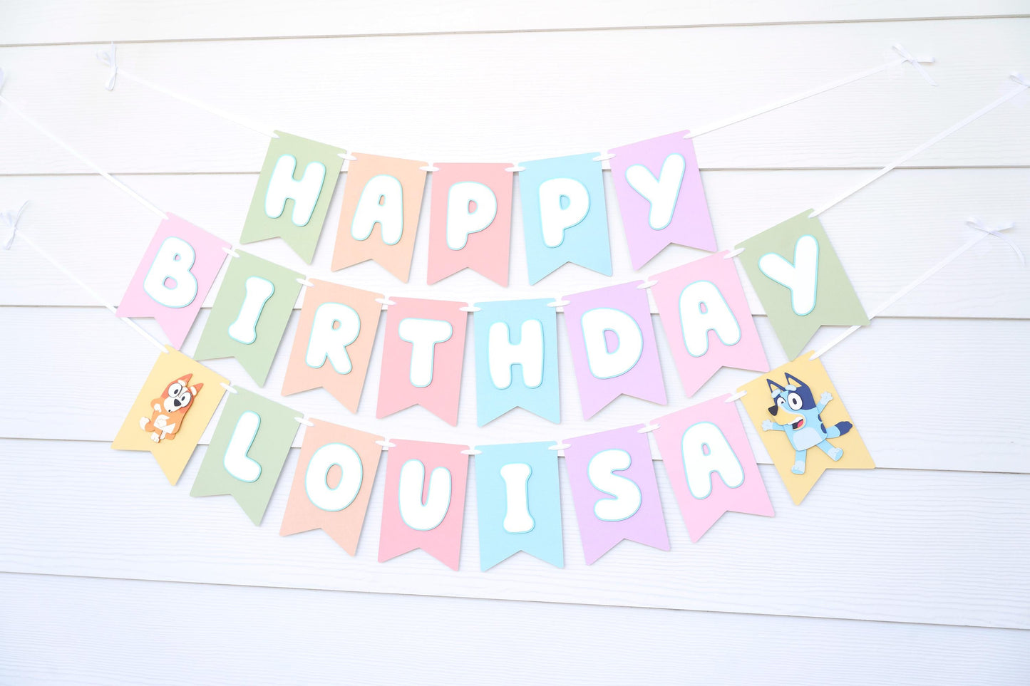 Bluey Bingo Birthday Banner | Gender Neutral Pastel Rainbow