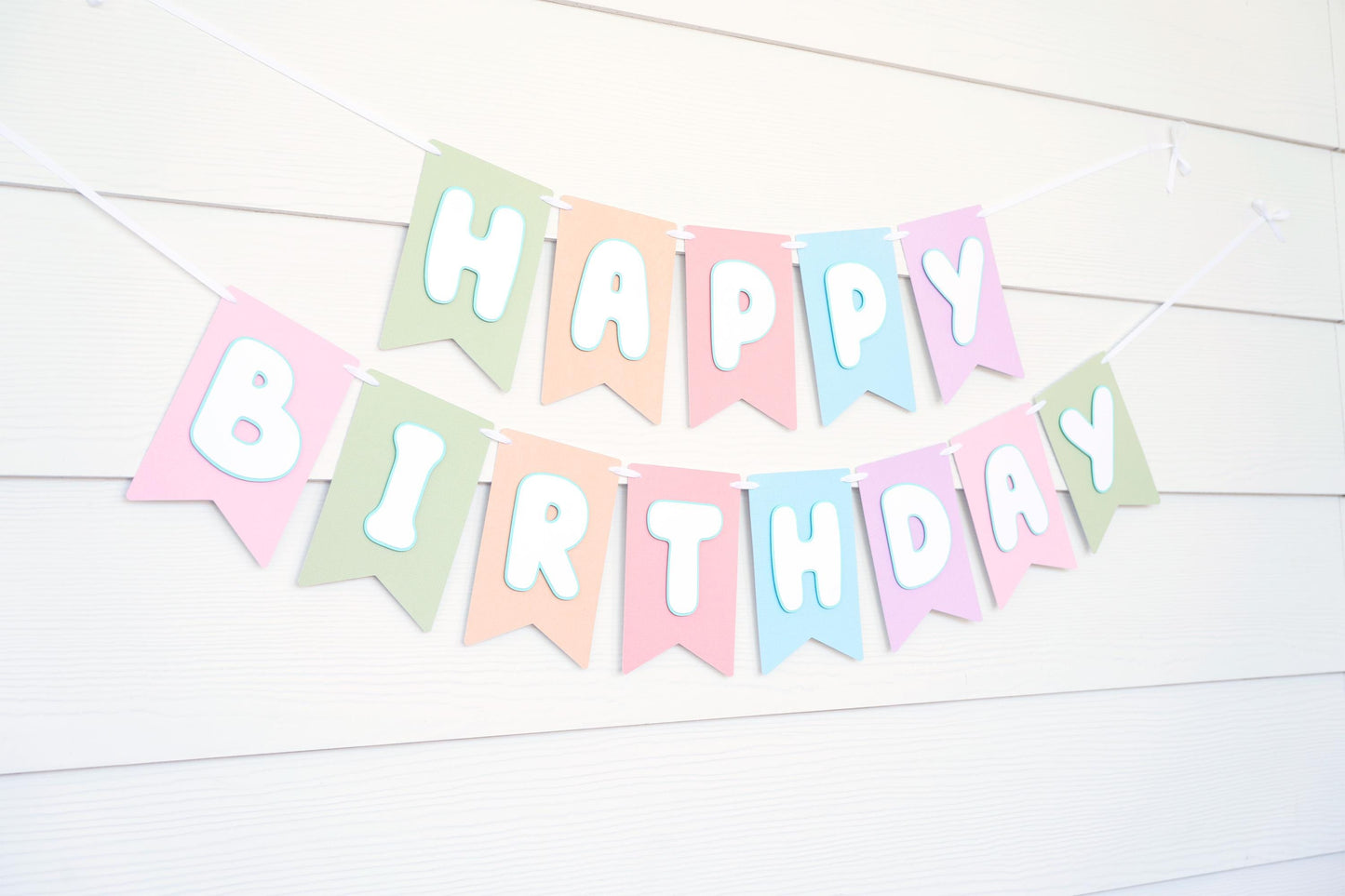 Bluey Bingo Birthday Banner | Gender Neutral Pastel Rainbow