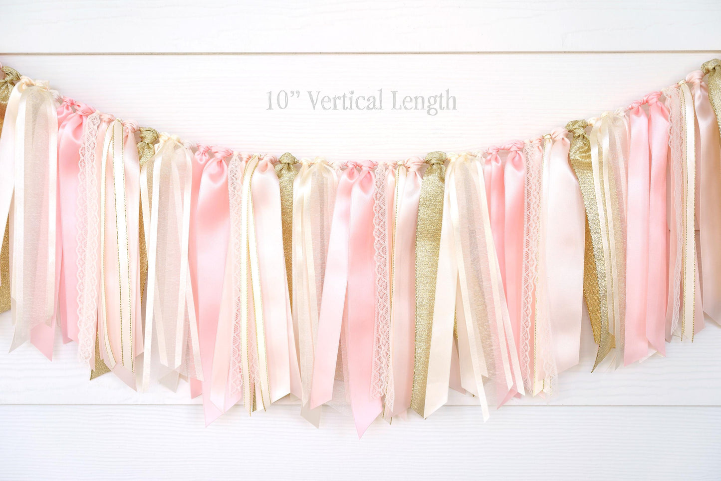 Blush Pink, Ivory and Gold Ribbon Garland
