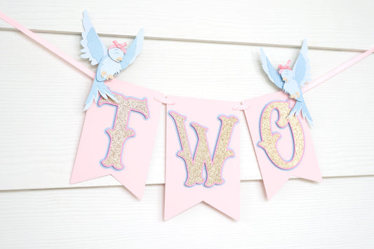 Cinderella Inspired Birthday Banner with Blue Birds | Bibbidi Bobbidi Boo