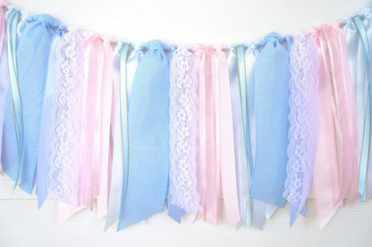 Light Blue and Pink Ribbon Garland