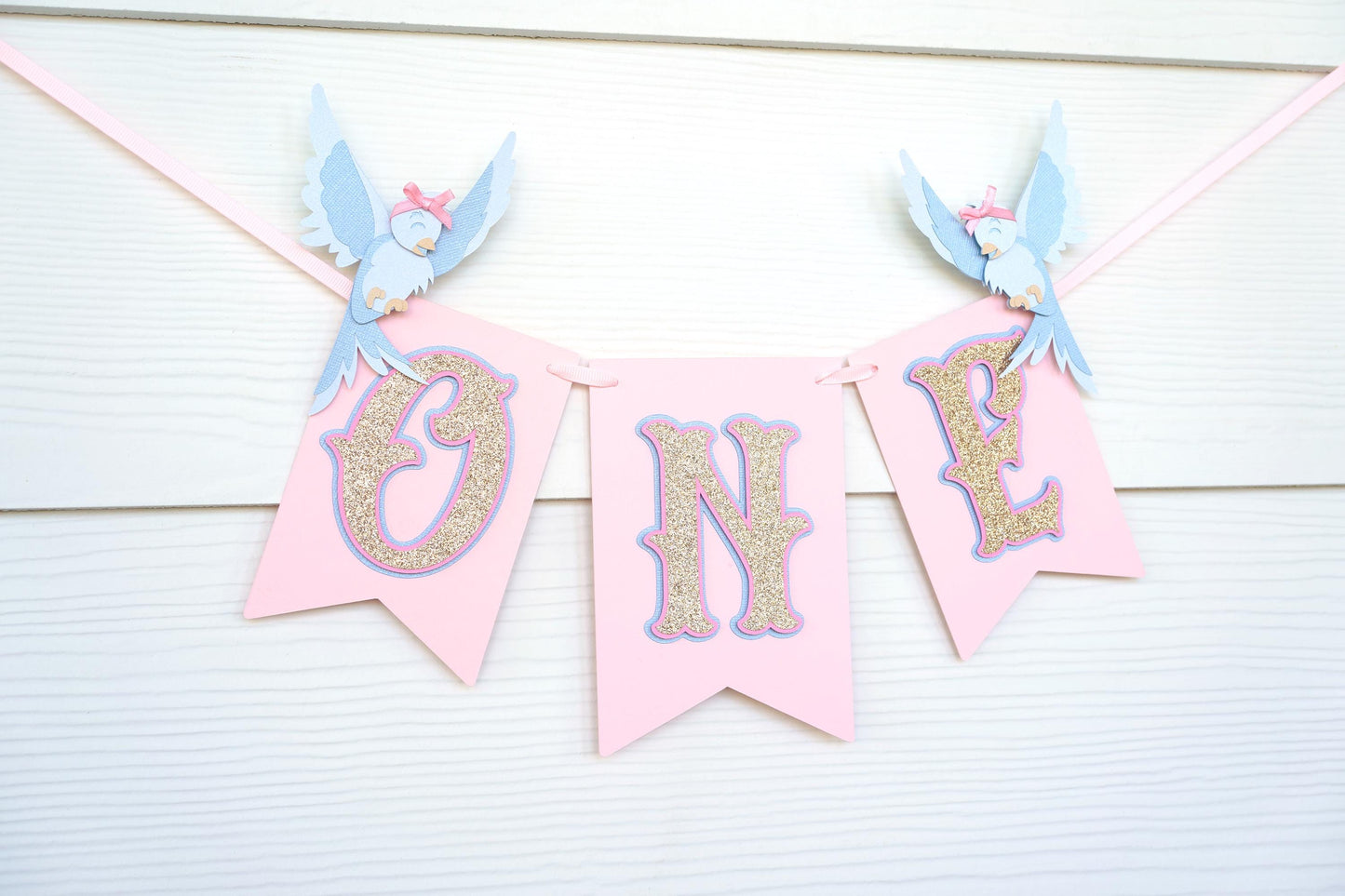 Cinderella Inspired Birthday Banner with Blue Birds | Bibbidi Bobbidi Boo