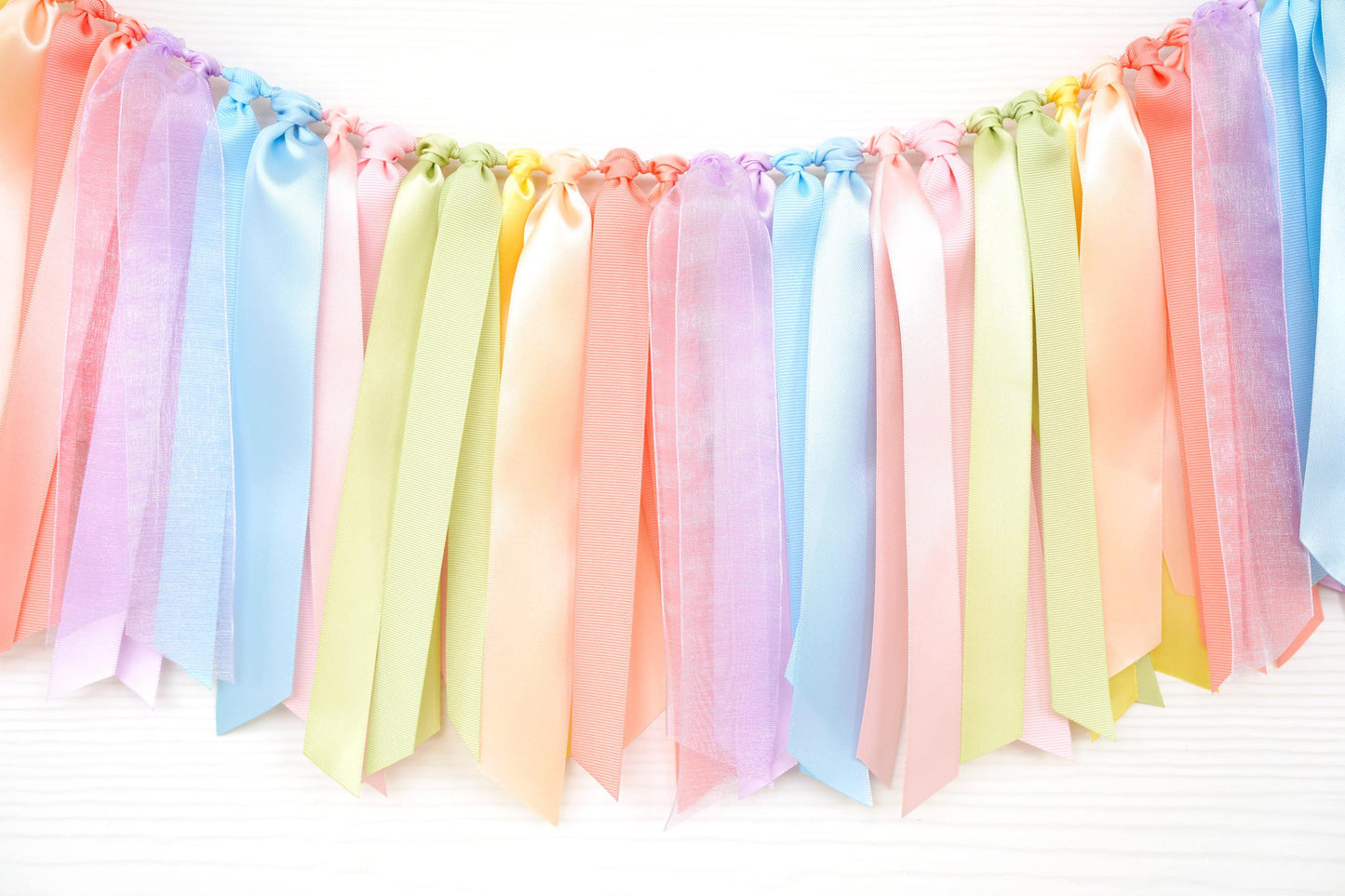 Pastel Rainbow Ribbon Garland: Bluey Party Decorations