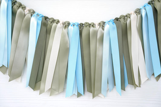 Sage Green Ribbon Garland: Baby Shower, Woodland Decor