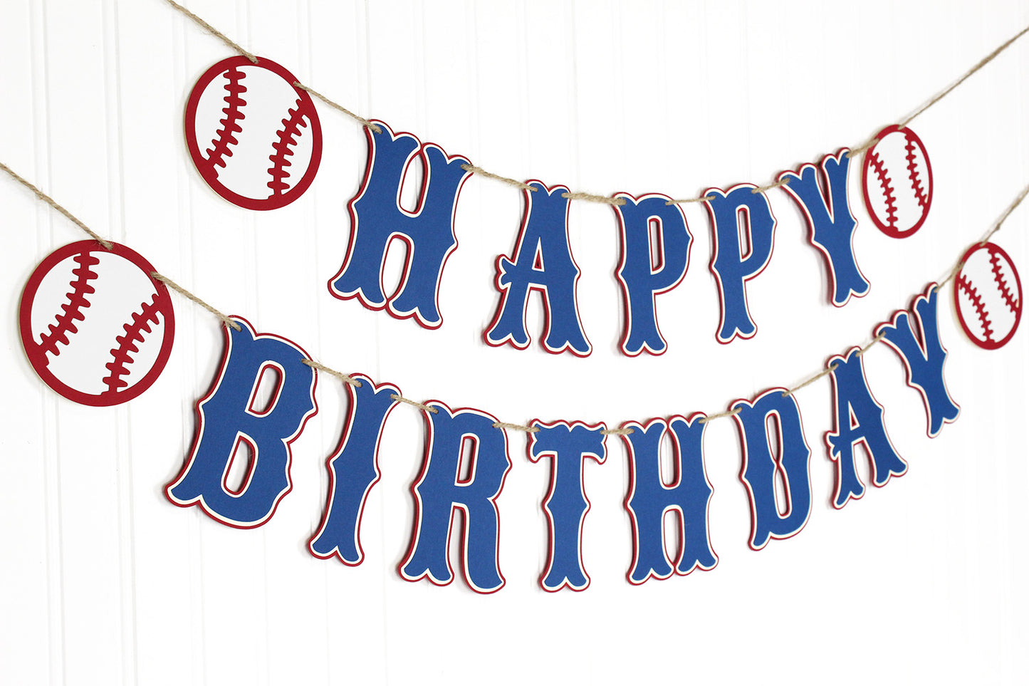 Baseball Inspired Happy Birthday Banner