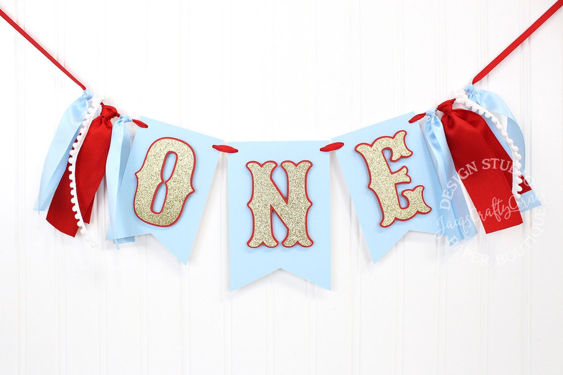 Airplane Inspired First Birthday Ribbon Highchair Banner