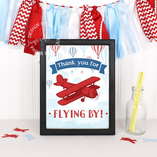 Airplane Inspired Thank you for 'FLYING BY' sign